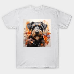 The dog was in the middle of a field of blooming flowers. have a smile on the face and looks happy T-Shirt